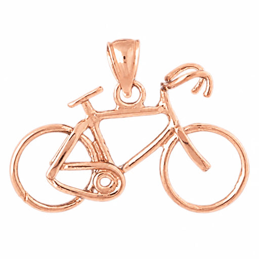 14K Rose Gold variant – 3D Bicycle Charm Pendant 14k Gold (3.4 Grams) – front view