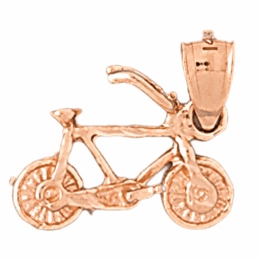 14K Rose Gold variant – 3D Bicycle Charm Pendant 14k Gold (1.4 Grams) – front view