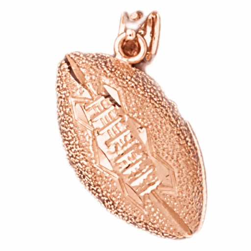 14K Rose Gold variant – 3D Football Ball Charm Pendant 14k Gold – front view