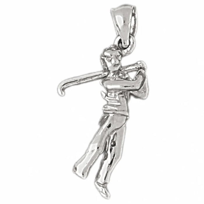 14K White Gold variant – 3D Golfer Charm Pendant 14k Gold (2.1 Grams) – front view