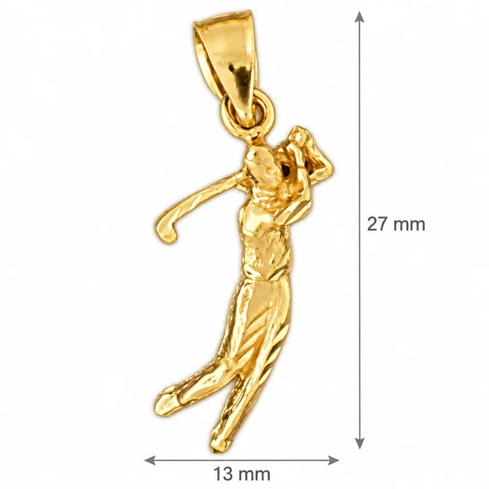 14K Yellow Gold variant – 3D Golfer Charm Pendant 14k Gold (2 Grams) – dimensions and size guide