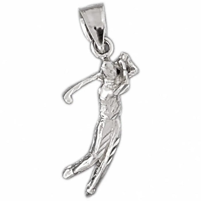 14K White Gold variant – 3D Golfer Charm Pendant 14k Gold (2 Grams) – front view