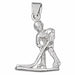 14K White Gold variant – 3D Hockey Player Charm Pendant 14k Gold – front view