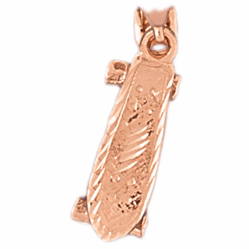 14K Rose Gold variant – 3D Skate Board Charm Pendant 14k Gold (1.8 Grams) – front view