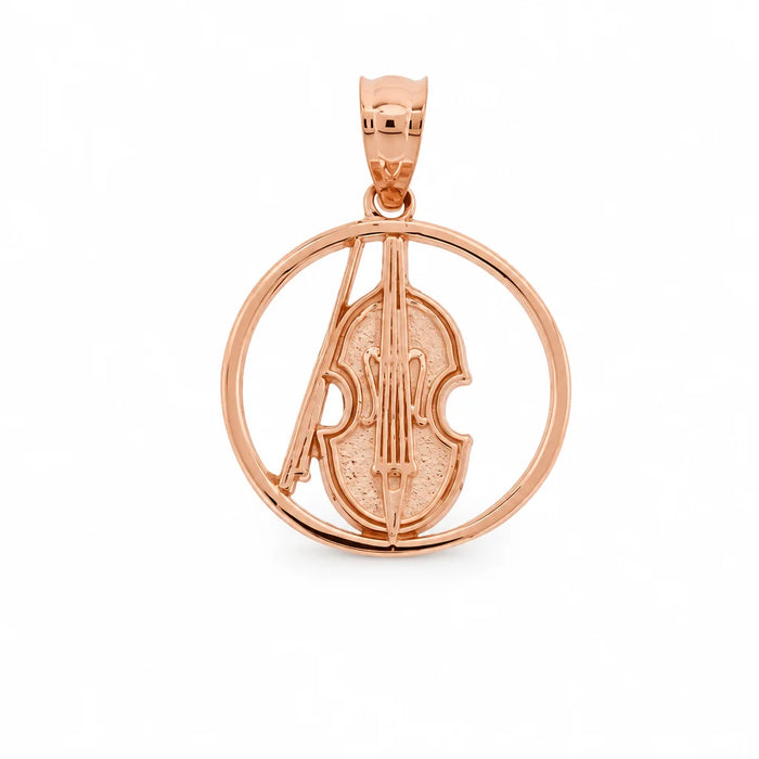 Violin Musical Charm Pendant 14k Gold Rose Gold 14k