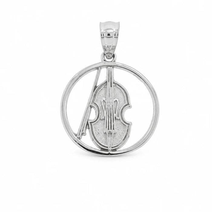 Violin Musical Charm Pendant 14k Gold White Gold 14k