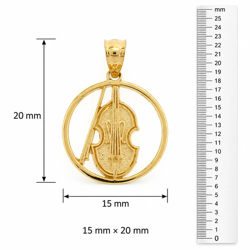 Violin Musical Charm Pendant 14k Gold Yellow Gold 14k
