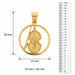 Violin Musical Charm Pendant 14k Gold Yellow Gold 14k