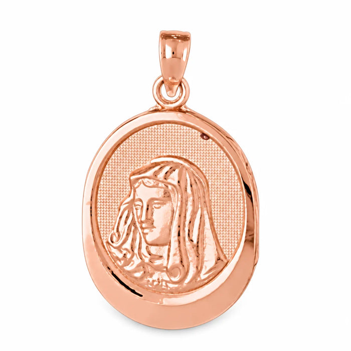 Virgin Mary Charm Pendant 14k Gold (1.8 Grams) Rose Gold 14k