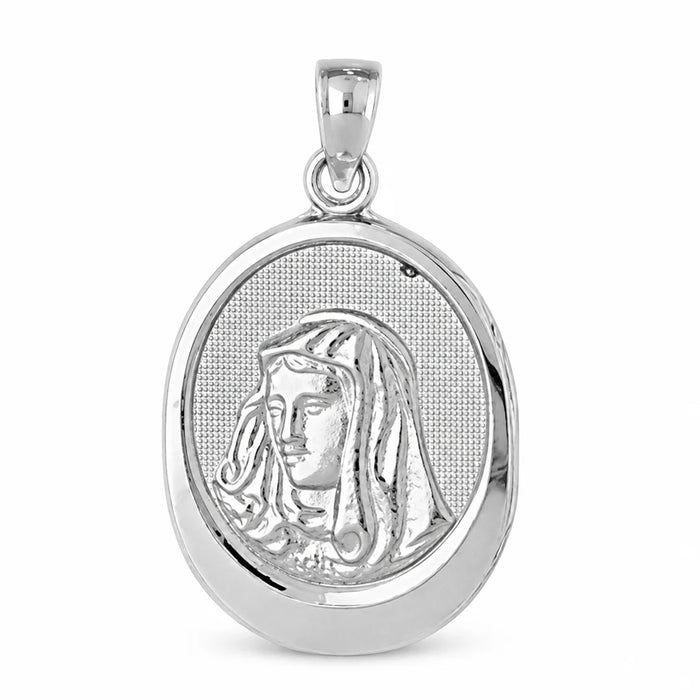 Virgin Mary Charm Pendant 14k Gold (1.8 Grams) White Gold 14k