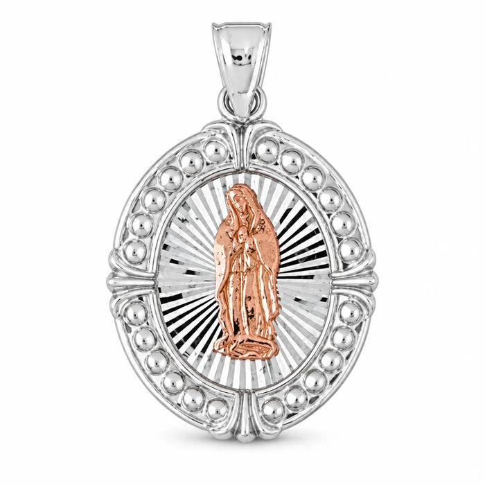 Virgin Mary Charm Pendant 14k Gold (3.1 Grams) White Gold 14k
