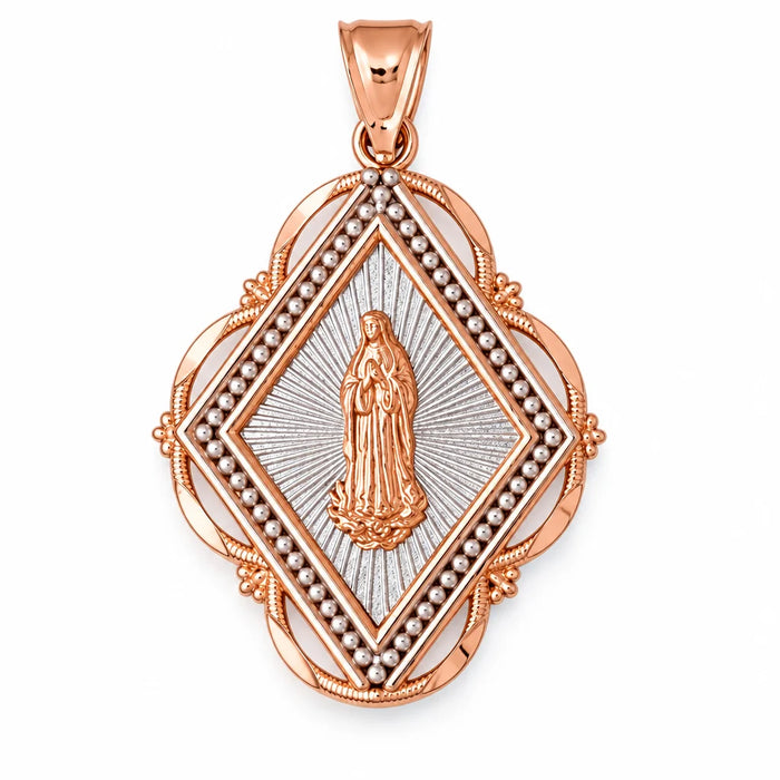 Virgin Mary Charm Pendant 14k Gold (3.9 Grams) Rose Gold 14k