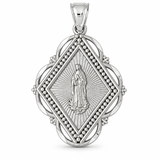 Virgin Mary Charm Pendant 14k Gold (3.9 Grams) White Gold 14k