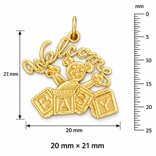 Welcome Baby Charm Pendant 14k Gold Yellow Gold 14k