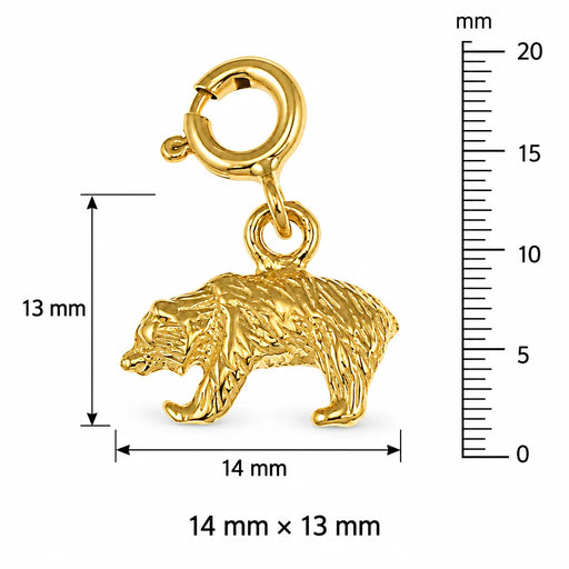 Wild Bear Charm Pendant 14k Gold (0.9 Grams) Yellow Gold 14k