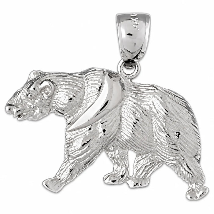 Wild Bear Charm Pendant 14k Gold (3 Grams) White Gold 14k
