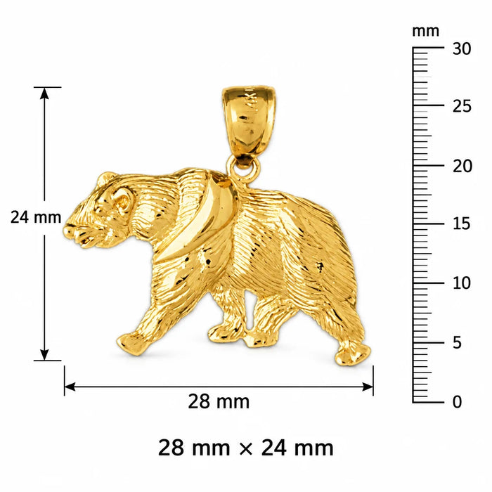 Wild Bear Charm Pendant 14k Gold (3 Grams) Yellow Gold 14k