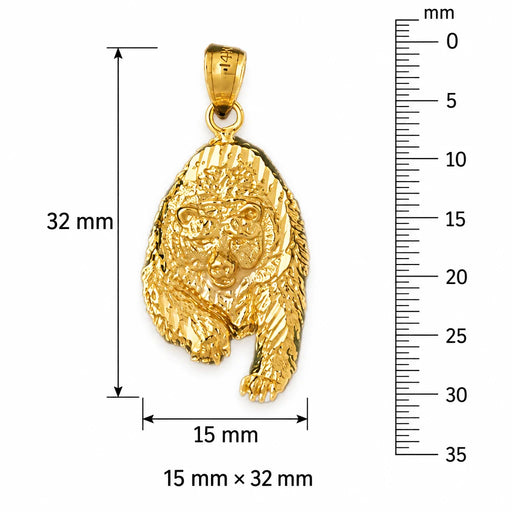 Wild Bear Charm Pendant 14k Gold (4.2 Grams) Yellow Gold 14k