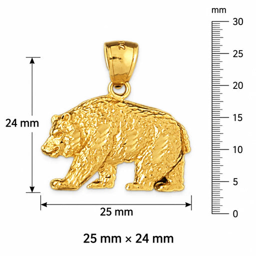 Wild Bear Charm Pendant 14k Gold (4 Grams) Yellow Gold 14k