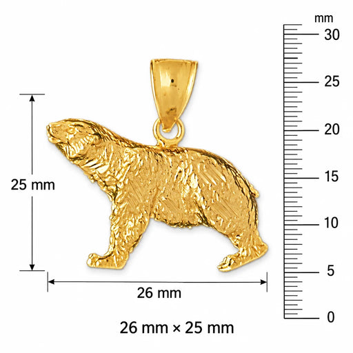 Wild Bear Charm Pendant 14k Gold (5.1 Grams) Yellow Gold 14k