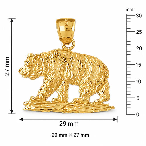 Wild Bear Charm Pendant 14k Gold (5.7 Grams) Yellow Gold 14k