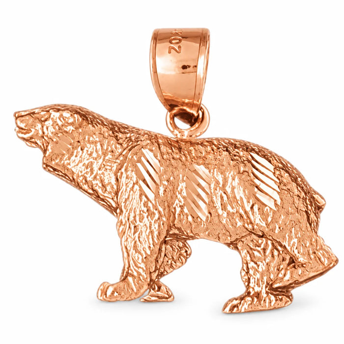 Wild Bear Charm Pendant 14k Gold (8.9 Grams) Rose Gold 14k