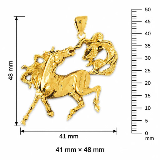 Wild Horse Charm Pendant 14k Gold (17.3 Grams) Yellow Gold 14k