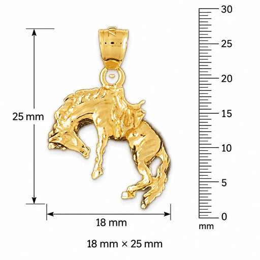 Wild Horse Charm Pendant 14k Gold (2.3 Grams) Yellow Gold 14k