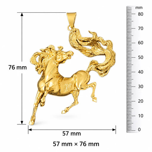 Wild Horse Charm Pendant 14k Gold (45.2 Grams) Yellow Gold 14k