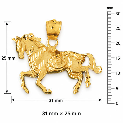 Wild Horse Charm Pendant 14k Gold (5.4 Grams) Yellow Gold 14k