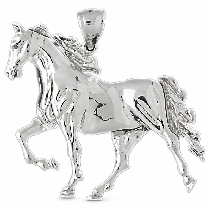 Wild Horse Charm Pendant 14k Gold (9.7 Grams) White Gold 14k
