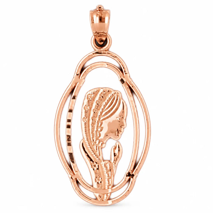 Woman Charm Pendant 14k Gold Rose Gold 14k
