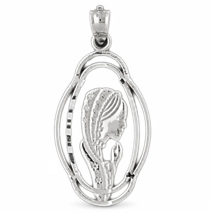 Woman Charm Pendant 14k Gold White Gold 14k