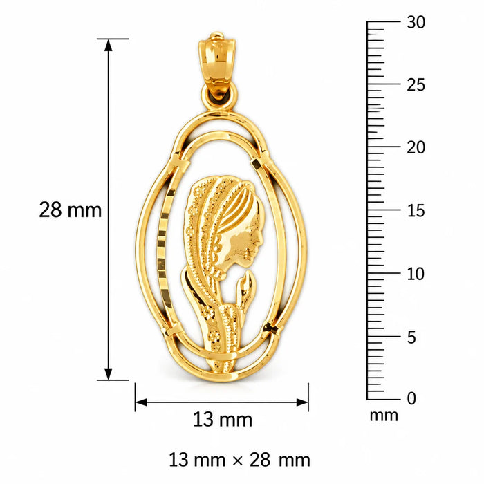 Woman Charm Pendant 14k Gold Yellow Gold 14k