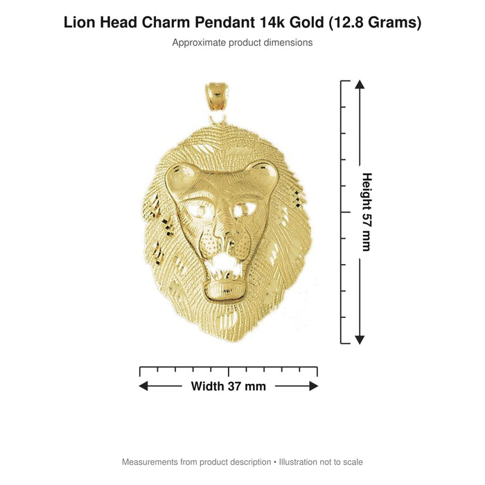 Lion Head Charm Pendant 14k Gold (12.8 Grams)