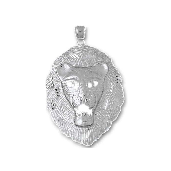 Lion Head Charm Pendant 14k Gold (12.8 Grams) White Gold
