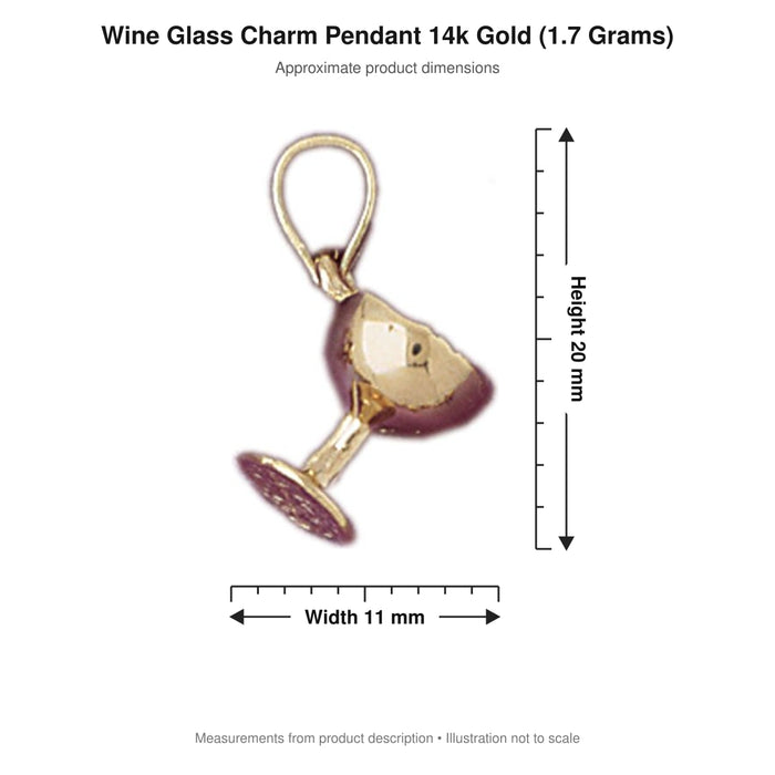 Wine Glass Charm Pendant 14k Gold (1.7 Grams)