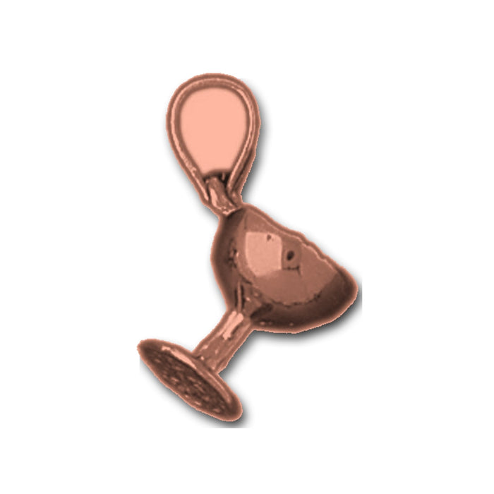 Wine Glass Charm Pendant 14k Gold (1.7 Grams) Rose Gold 14k