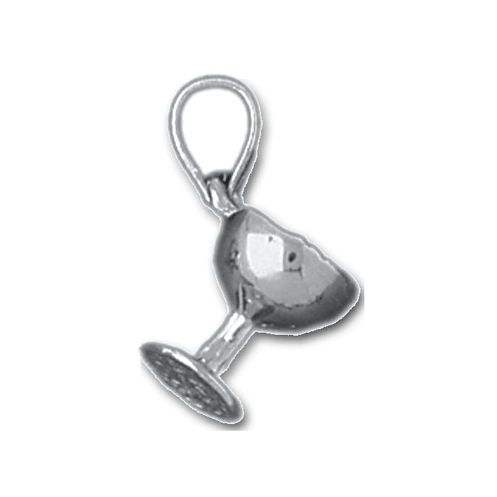 Wine Glass Charm Pendant 14k Gold (1.7 Grams) White Gold 14k