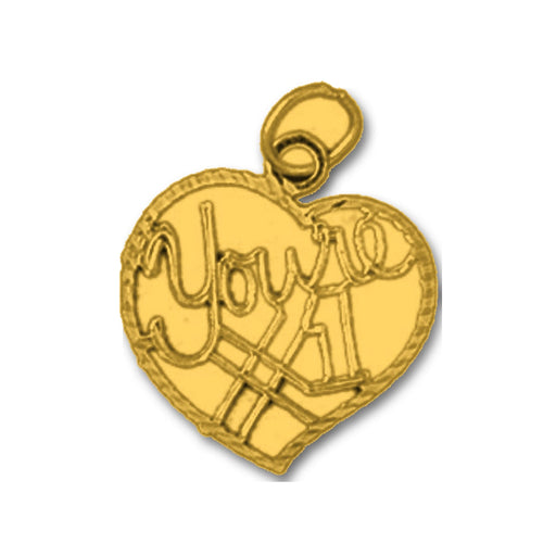 You Are Number One Charm Pendant 14k White Gold (0.6 Grams) Yellow Gold 14k