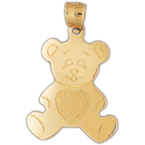 Teddy Bear Charm Pendant 14k Gold