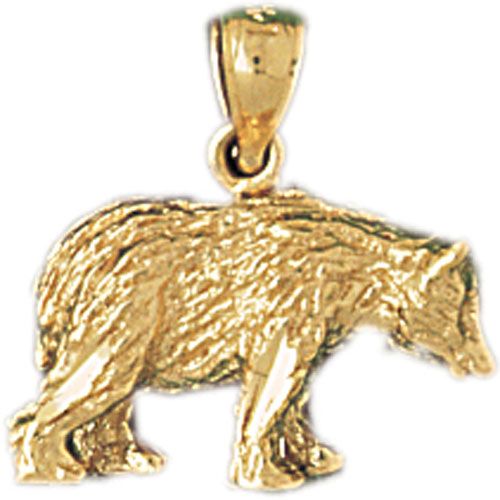 3D Wild Bear Charm Pendant 14k Gold