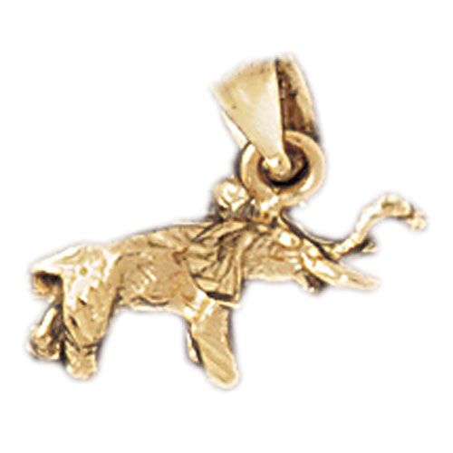 3D Elephant Charm Pendant 14k Gold