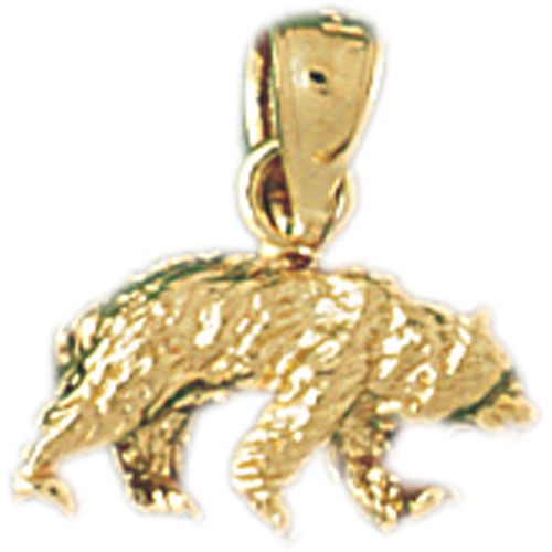 3D Wild Bear Charm Pendant 14k Gold