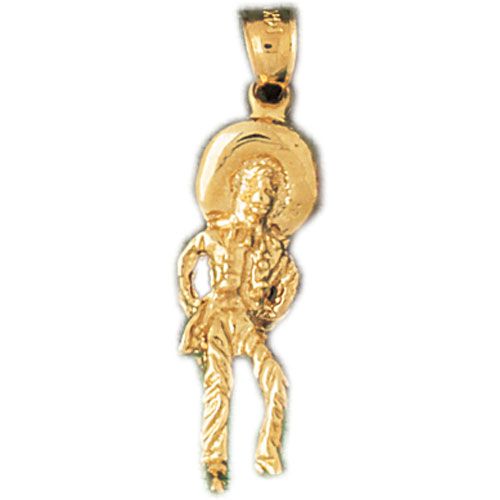 3D Cowboy Charm Pendant 14k Gold