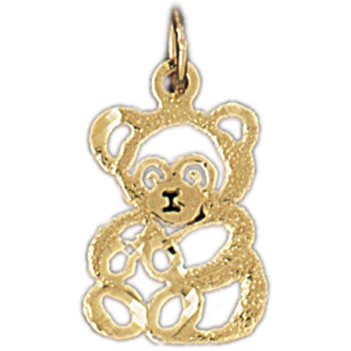 Teddy Bear Charm Pendant 14k Gold