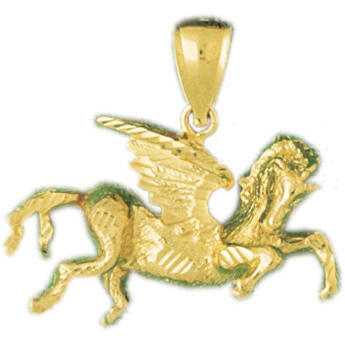 Pegasus Horse Charm Pendant 14k Gold