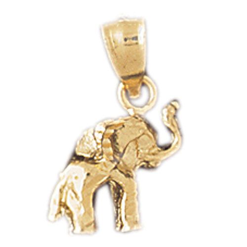 3D Elephant Charm Pendant 14k Gold