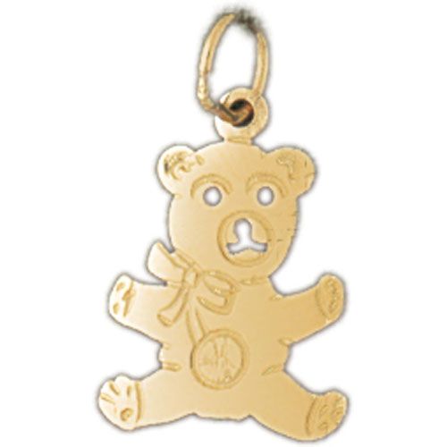 Teddy Bear Charm Pendant 14k Gold