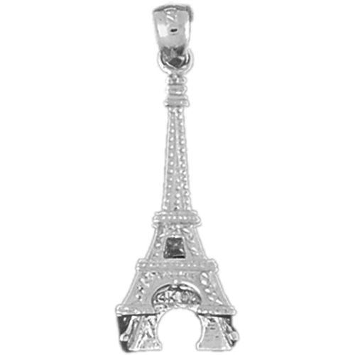 Eiffel Tower Charm Pendant 14k White Gold